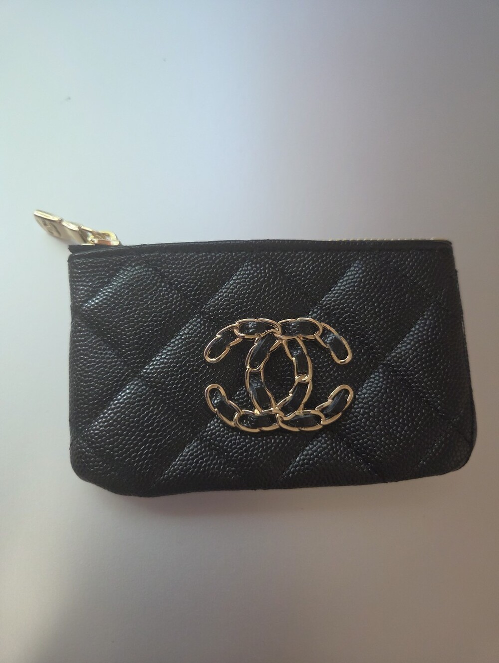 Black And Gold Quilted Card Holder Pouch